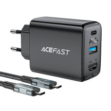 Acefast Sienas lādētājs A17, 65 W GaN + kabelis USB-C (melns)