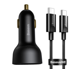 Baseus Auto lādētājs Superme, USB, USB-C, 100W + USB-C kabelis (melns)