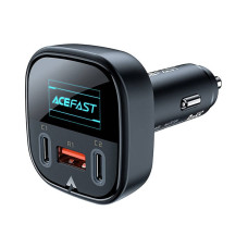 Acefast Automašīnas lādētājs B5, 101 W, 2x USB-C + USB, OLED (melns)